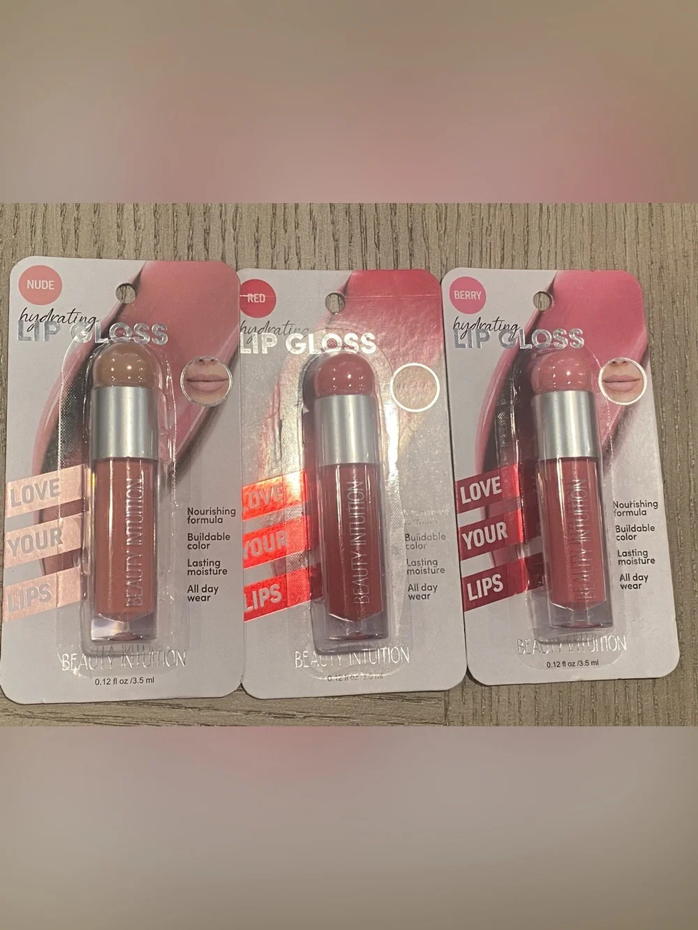 Beauty Intuition hydrating lip gloss nude red berry 3 pieces